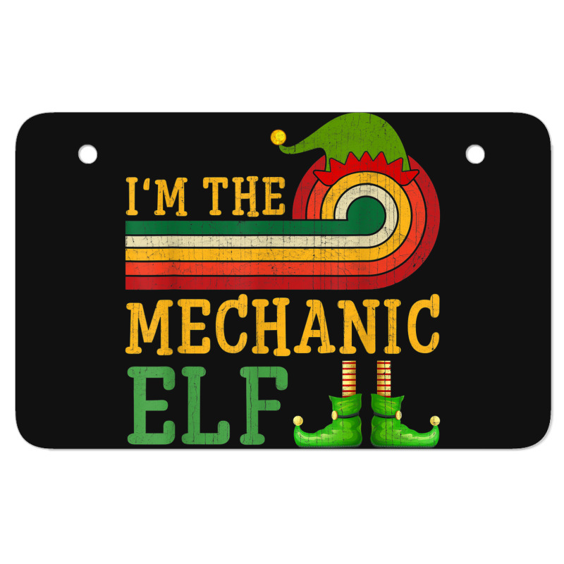 I'm The Mechanic Elf Matching Group Christmas Party Pajama Atv License Plate | Artistshot