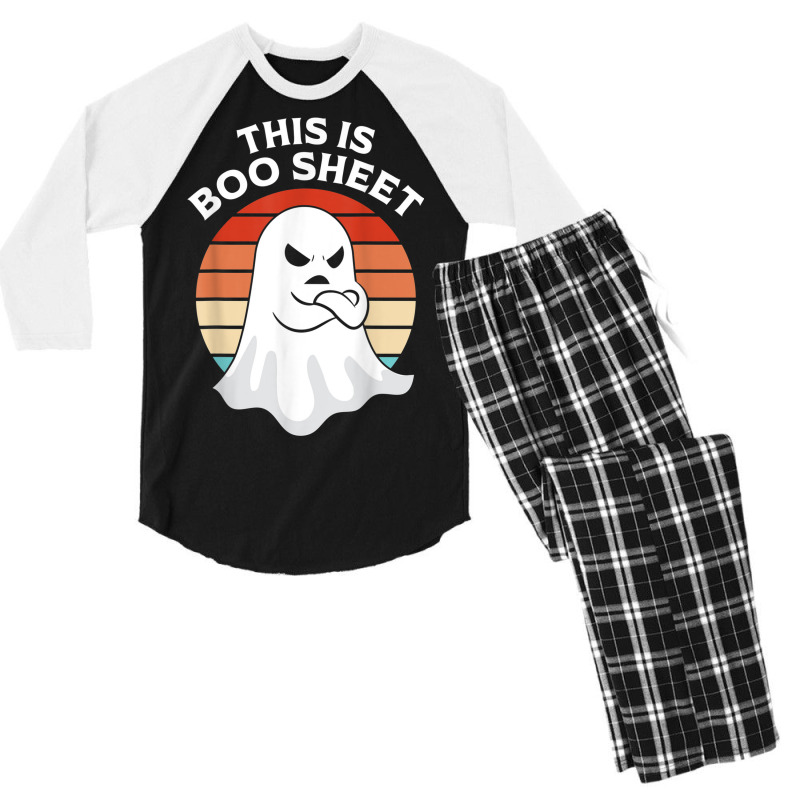 This Is Boo Sheet Ghost Retro Halloween Costume Men Women Men's 3/4 Sleeve Pajama Set | Artistshot