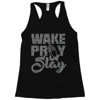 Wake Pray Slay Rhinestone Funny Christian For Birthday Girl Racerback Tank | Artistshot