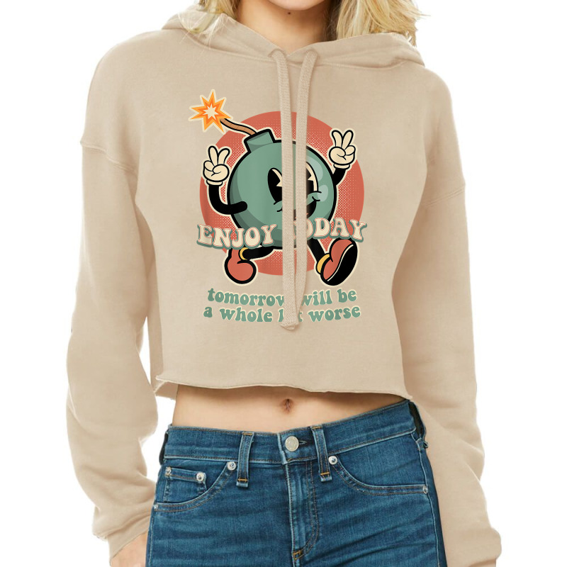 Existential Dread Retro Cartoon Bomb Grenade Nihilism T Shirt Cropped Hoodie by cm-arts | Artistshot