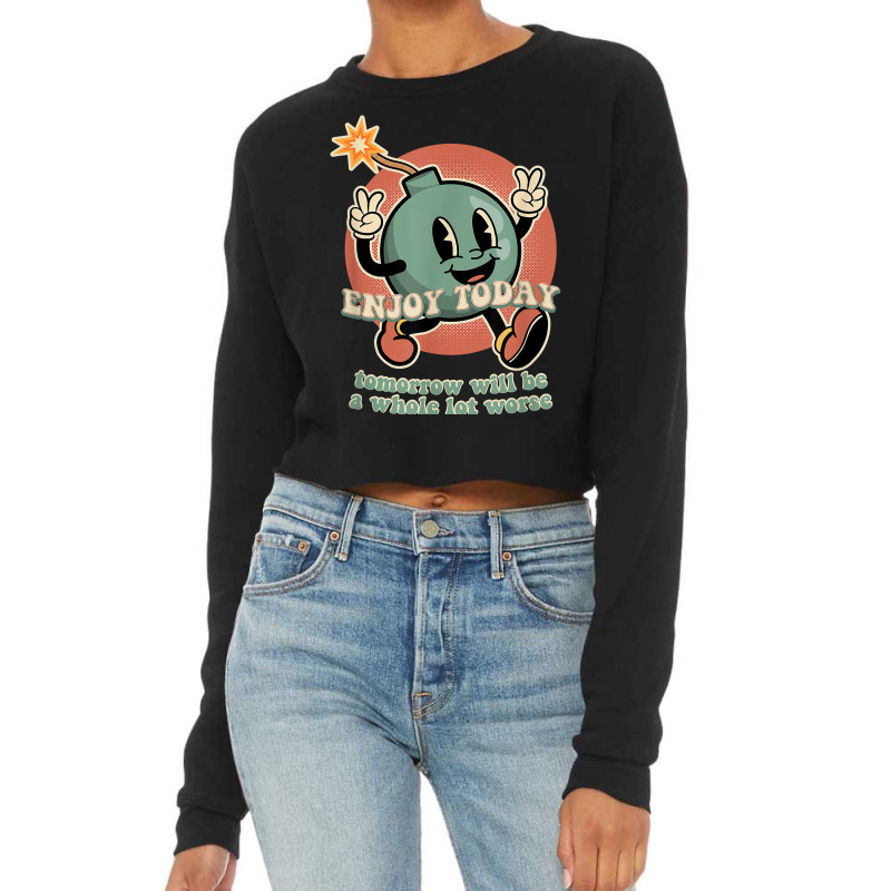 Existential Dread Retro Cartoon Bomb Grenade Nihilism T Shirt Cropped Sweater by cm-arts | Artistshot