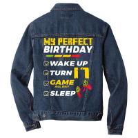 17th Birthday Party Perfect For Gamer 17 Years Old Boy Kids Men Denim Jacket | Artistshot