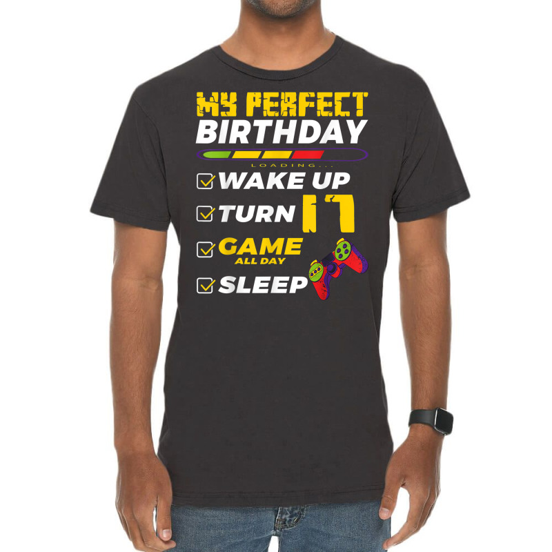 17th Birthday Party Perfect For Gamer 17 Years Old Boy Kids Vintage T-shirt | Artistshot