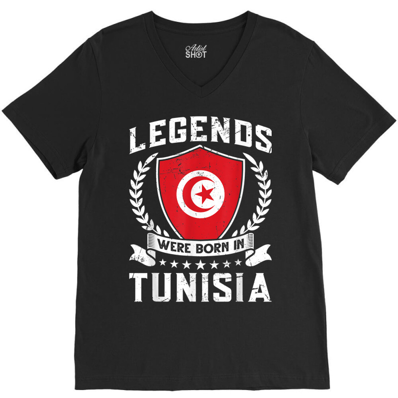 Vintage Design Tunisian Flag Legends Were Born In Tunisia V-neck Tee | Artistshot