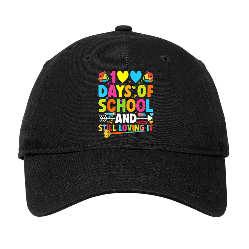 Cute 100 Days Of School And Still Loving It Hearts 100th Day T Shirt Adjustable Cap | Artistshot