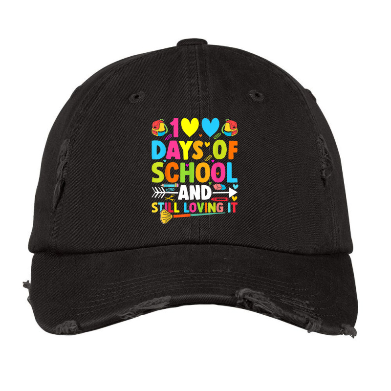 Cute 100 Days Of School And Still Loving It Hearts 100th Day T Shirt Vintage Cap | Artistshot