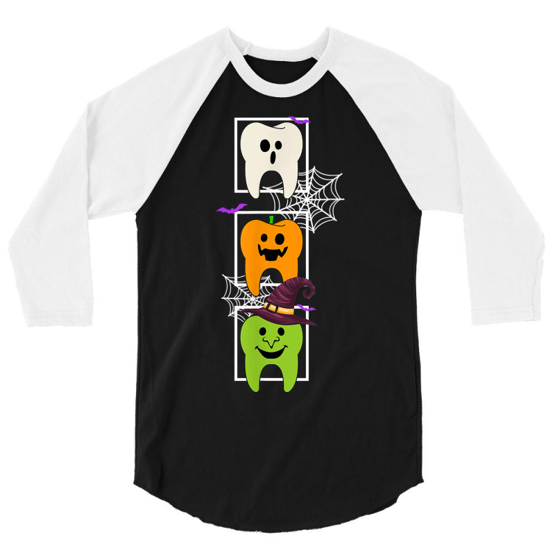 Halloween Dentist Dental Hygienistth Ghost Pumpkin Witch 3/4 Sleeve Shirt | Artistshot