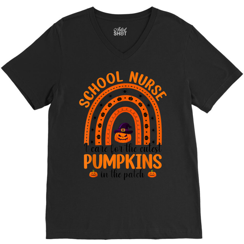 School Nurse Cutest Pumpkins Rainbow Halloween Spider V-neck Tee | Artistshot