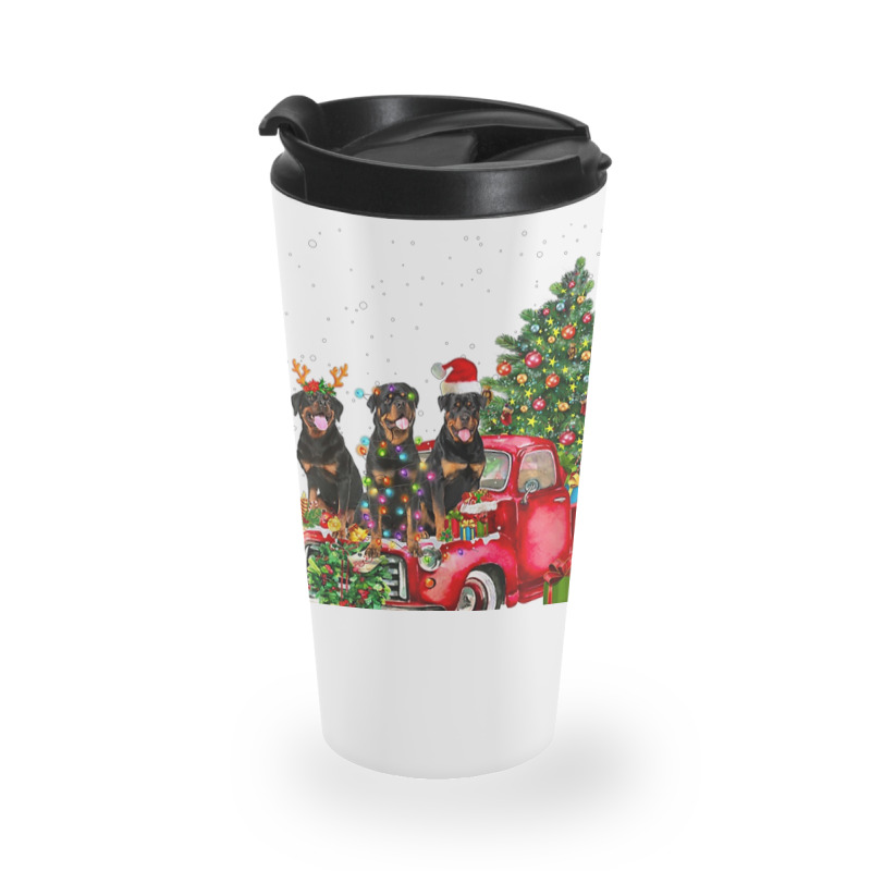 3 Rottweiler Truck Christmas Light Tree Reindeer Santa Xmas Travel Mug | Artistshot