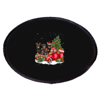 3 Rottweiler Truck Christmas Light Tree Reindeer Santa Xmas Oval Patch | Artistshot