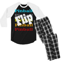 Vintage Pinball Retro Arcade Game Player Flip Winner Winning Men's 3/4 Sleeve Pajama Set | Artistshot