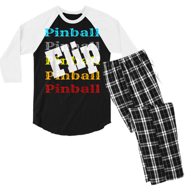 Vintage Pinball Retro Arcade Game Player Flip Winner Winning Men's 3/4 Sleeve Pajama Set | Artistshot