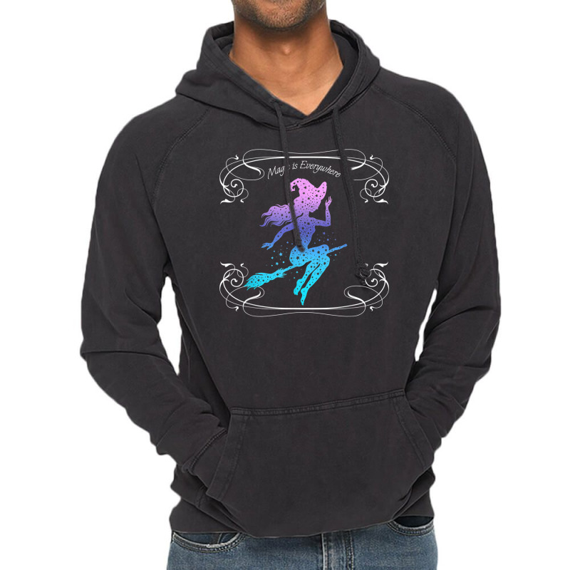 Magic Is Everywhere Witch Flying On A Broomstick Halloween Vintage Hoodie | Artistshot