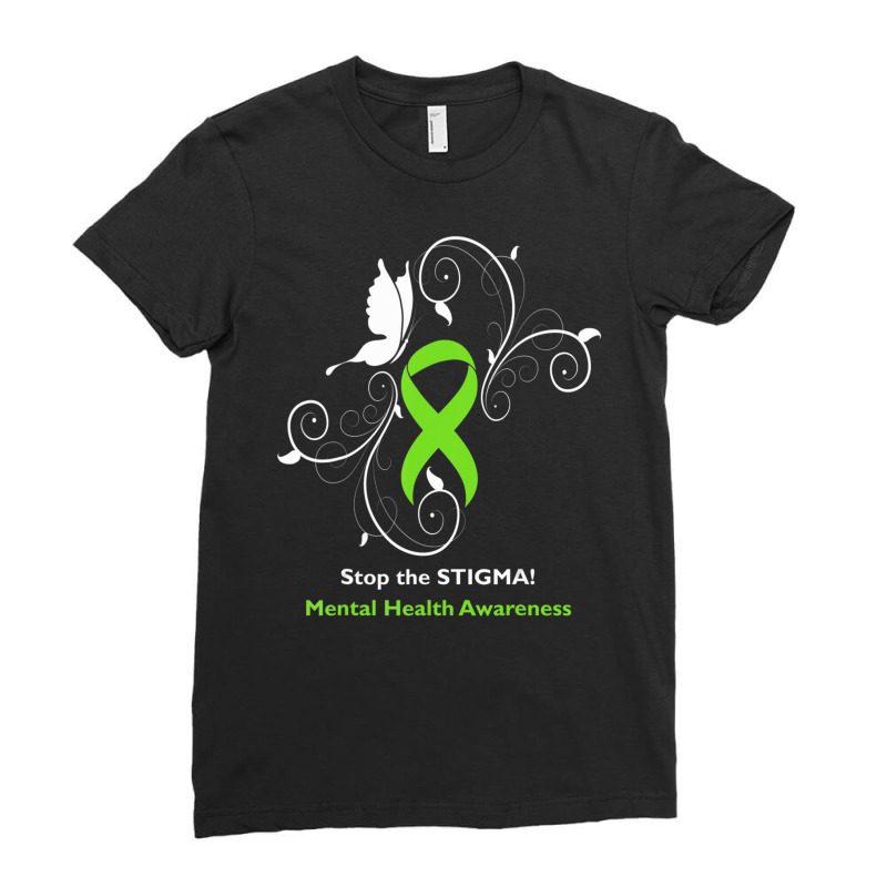 Stop The Stigma Mental Health Awareness Ladies Fitted T-Shirt by Min01 | Artistshot