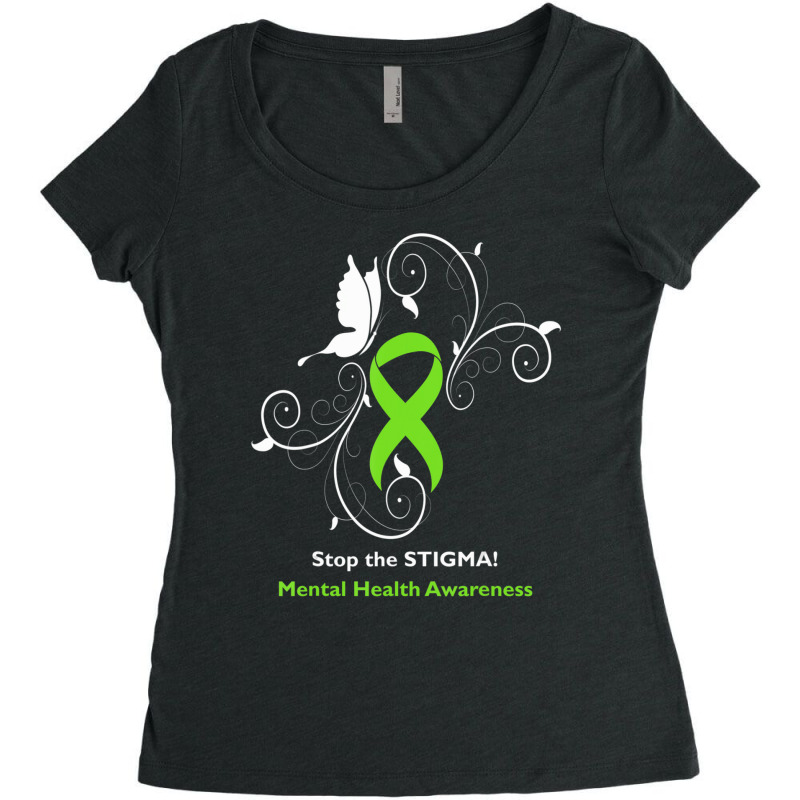 Stop The Stigma Mental Health Awareness Women's Triblend Scoop T-shirt by Min01 | Artistshot