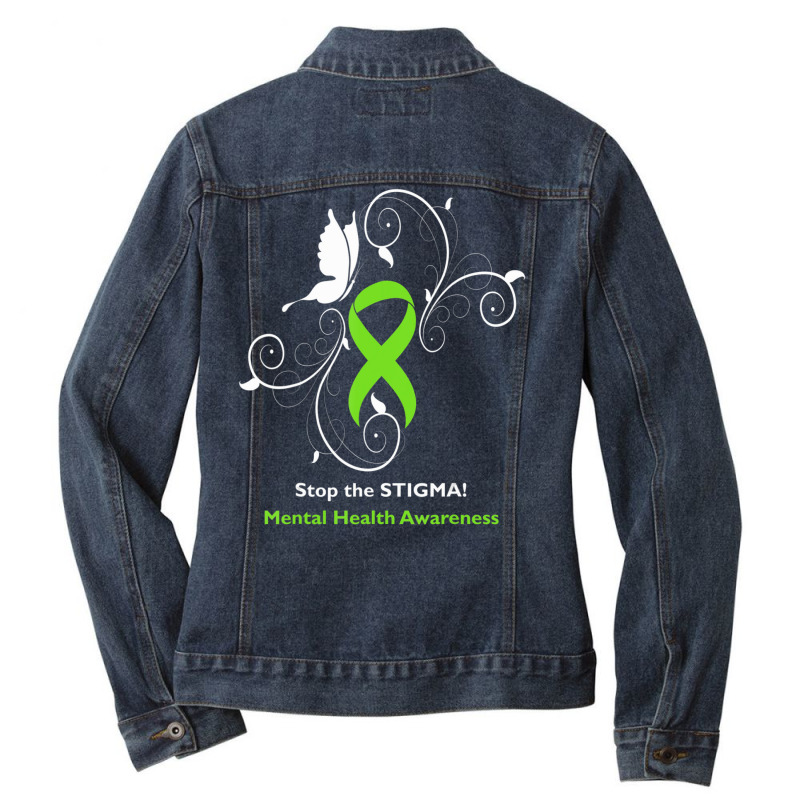 Stop The Stigma Mental Health Awareness Ladies Denim Jacket by Min01 | Artistshot