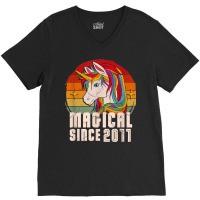 Magical Since 2011 Vintage Unicorn Birthday V-neck Tee | Artistshot