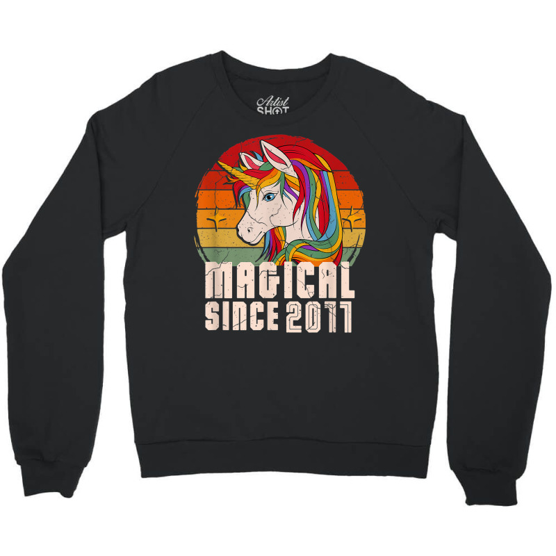 Magical Since 2011 Vintage Unicorn Birthday Crewneck Sweatshirt | Artistshot