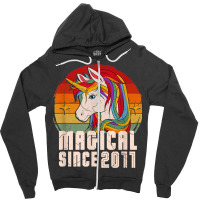 Magical Since 2011 Vintage Unicorn Birthday Zipper Hoodie | Artistshot