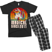 Magical Since 2011 Vintage Unicorn Birthday Men's T-shirt Pajama Set | Artistshot