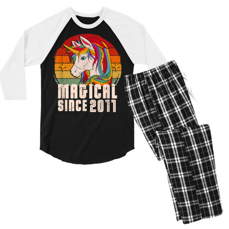 Magical Since 2011 Vintage Unicorn Birthday Men's 3/4 Sleeve Pajama Set | Artistshot