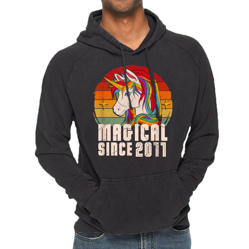 Magical Since 2011 Vintage Unicorn Birthday Vintage Hoodie | Artistshot