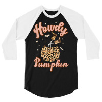 Leopard Howdy Pumpkin Skeleton Cowboy Western Halloween 3/4 Sleeve Shirt | Artistshot