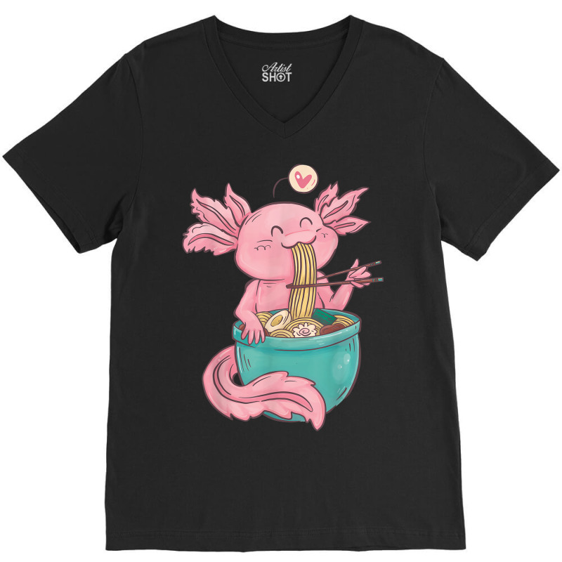 Ramen Axolotl Noodles Graphic V-neck Tee | Artistshot