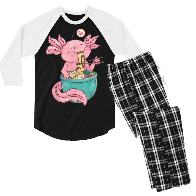 Ramen Axolotl Noodles Graphic Men's 3/4 Sleeve Pajama Set | Artistshot