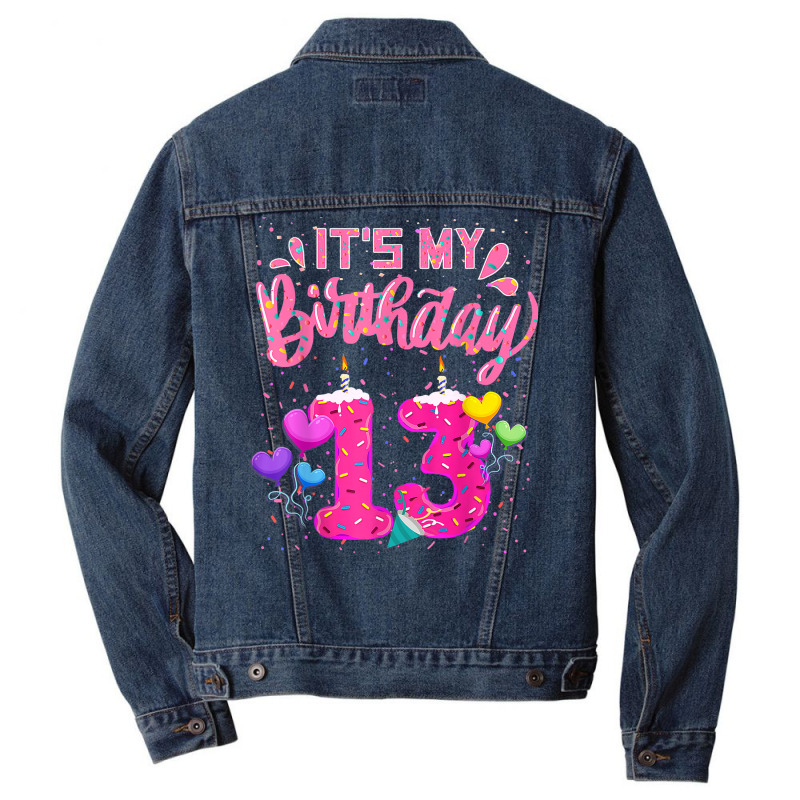 It's My 13th Birthday Doughnut Happy 13 Years Old Girl Kids Men Denim Jacket | Artistshot