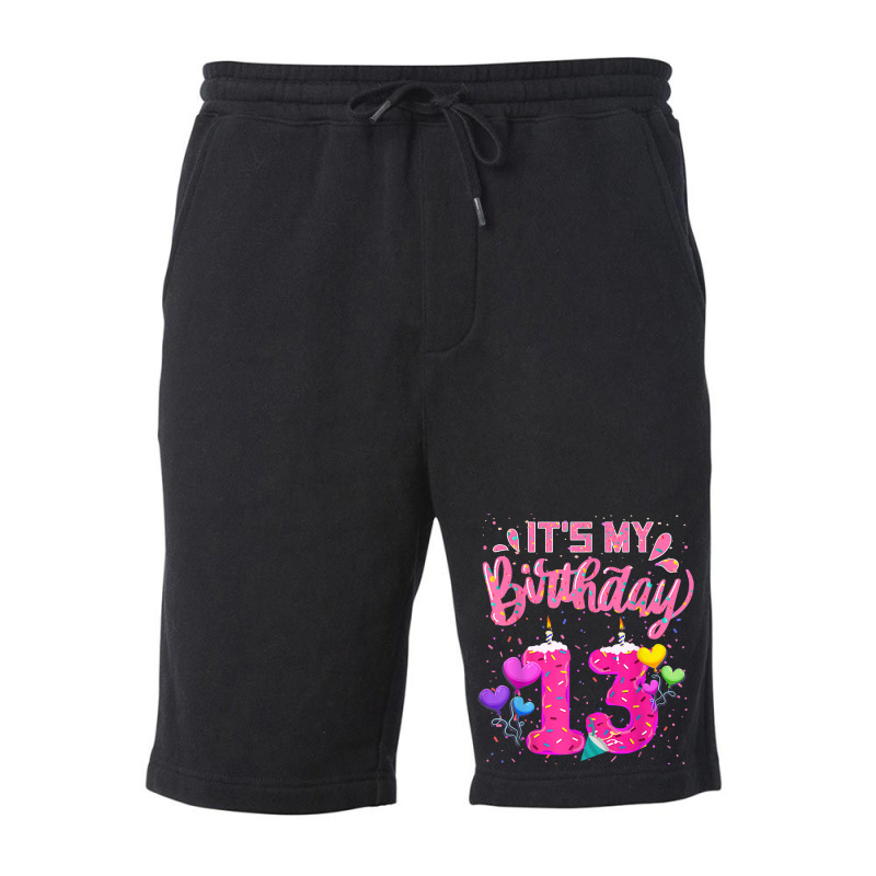 It's My 13th Birthday Doughnut Happy 13 Years Old Girl Kids Fleece Short | Artistshot