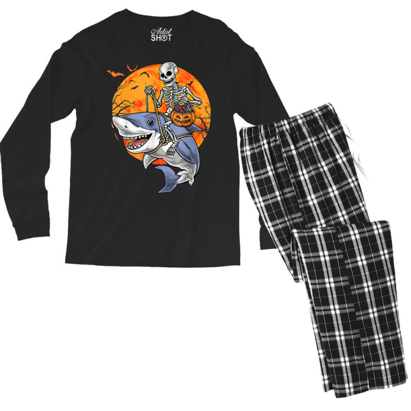 Halloween Skeleton Shark Kids Boys Girls Funny Halloween Men's Long Sleeve Pajama Set | Artistshot