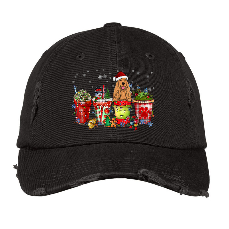 English Cocker Spaniel Iced Latte Snowmen Sweets Snow Vintage Cap by Orchid | Artistshot