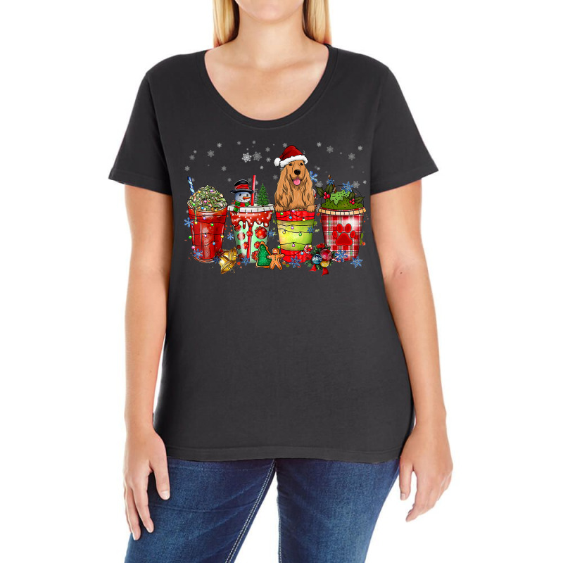 English Cocker Spaniel Iced Latte Snowmen Sweets Snow Ladies Curvy T-Shirt by Orchid | Artistshot