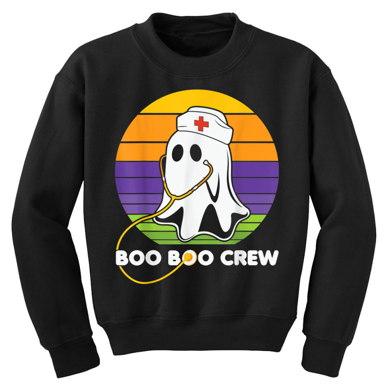 Vintage Boo Boo Crew Funny Nurse Halloween Ghost Costume Youth Sweatshirt by Color | Artistshot