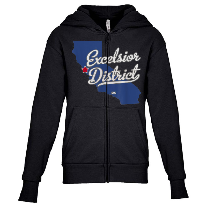 Excelsior District California San Francisco Ca Map Youth Zipper Hoodie | Artistshot