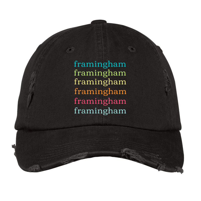 Framingham Massachusetts (ma) Cute And Colorful Text Vintage Cap by Sombre | Artistshot