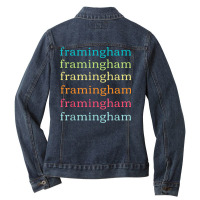 Framingham Massachusetts (ma) Cute And Colorful Text Ladies Denim Jacket | Artistshot