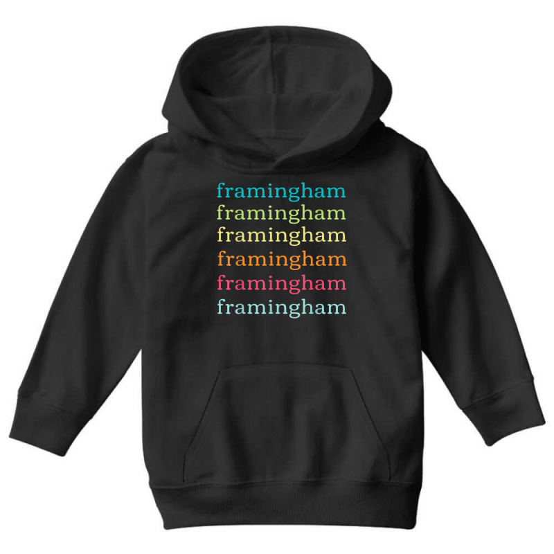 Framingham Massachusetts (ma) Cute And Colorful Text Youth Hoodie by Sombre | Artistshot