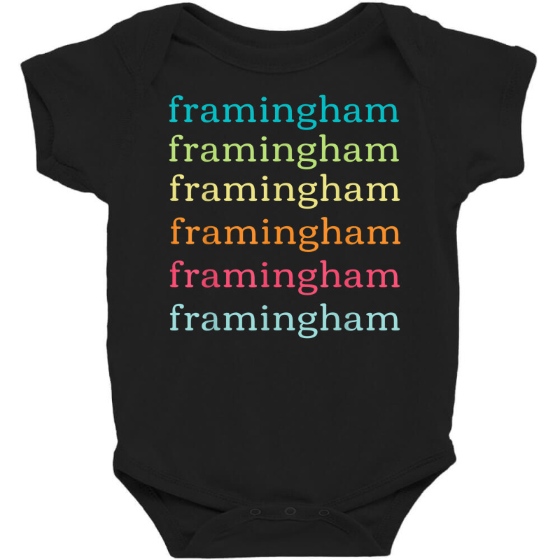 Framingham Massachusetts (ma) Cute And Colorful Text Baby Bodysuit by Sombre | Artistshot