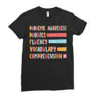 Phonemic Awareness Phonics Fluency Vocabulary Comprehension Ladies Fitted T-shirt | Artistshot