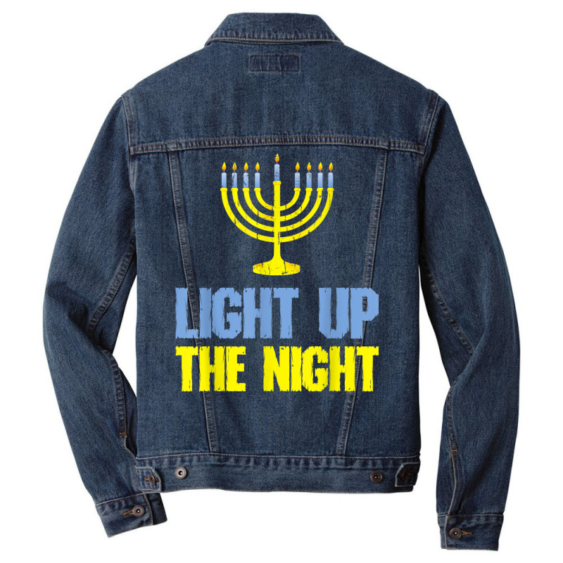 Light Up The Night Christmas Jewish Hanukkah Men Women Men Denim Jacket by Renew | Artistshot