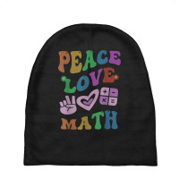 Peace Love Math Retro Stem Teacher Groovy School Baby Beanies | Artistshot