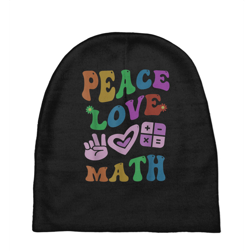 Peace Love Math Retro Stem Teacher Groovy School Baby Beanies | Artistshot