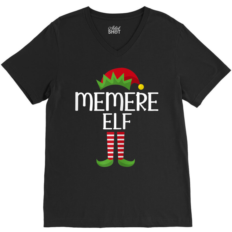 Womens Memere Elf Family Matching Group Christmas Party Pajama V-neck Tee | Artistshot