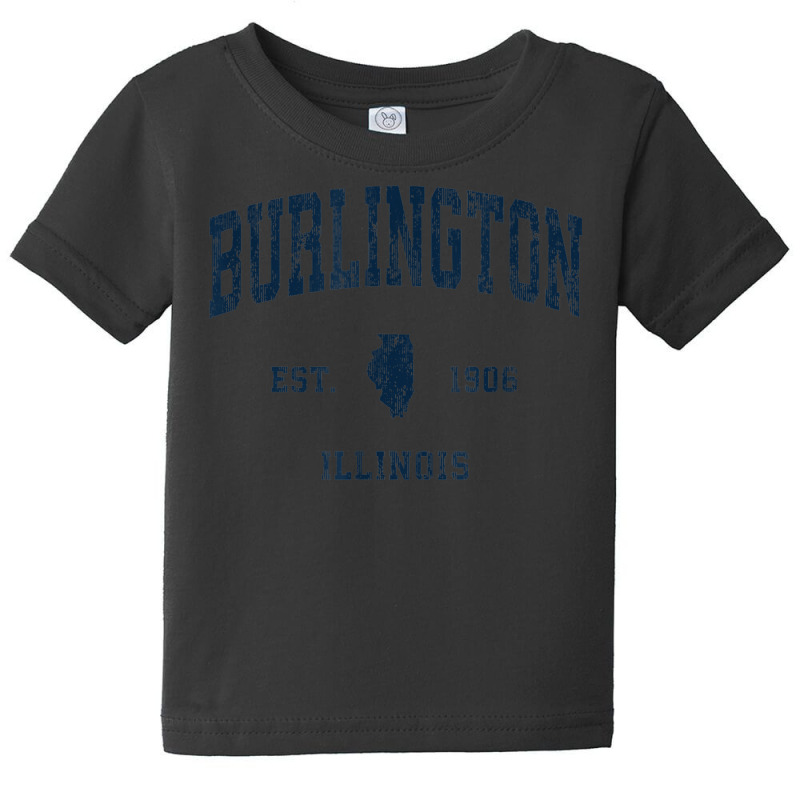 Burlington Illinois Il Vintage Athletic Navy Sports Design Baby Tee | Artistshot