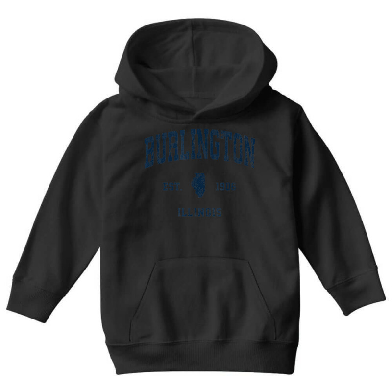 Burlington Illinois Il Vintage Athletic Navy Sports Design Youth Hoodie | Artistshot