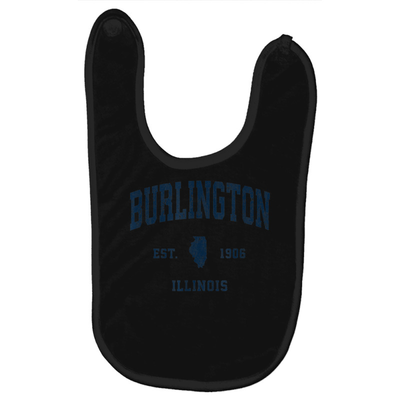 Burlington Illinois Il Vintage Athletic Navy Sports Design Baby Bibs | Artistshot