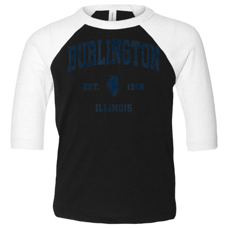 Burlington Illinois Il Vintage Athletic Navy Sports Design Toddler 3/4 Sleeve Tee | Artistshot