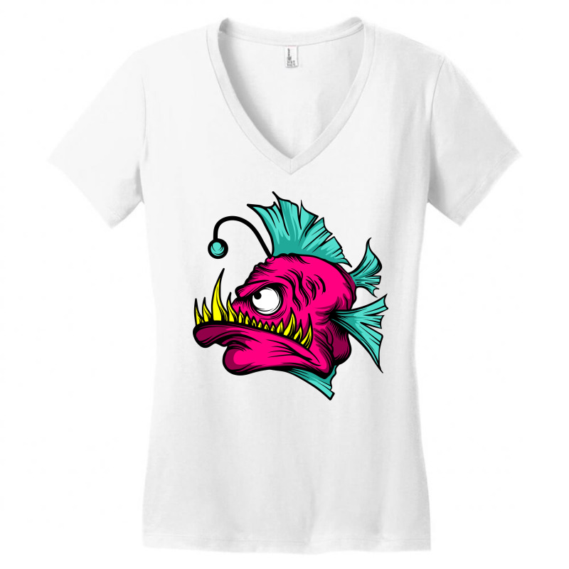 Angry Fish Women's V-Neck T-Shirt by lizard king | Artistshot